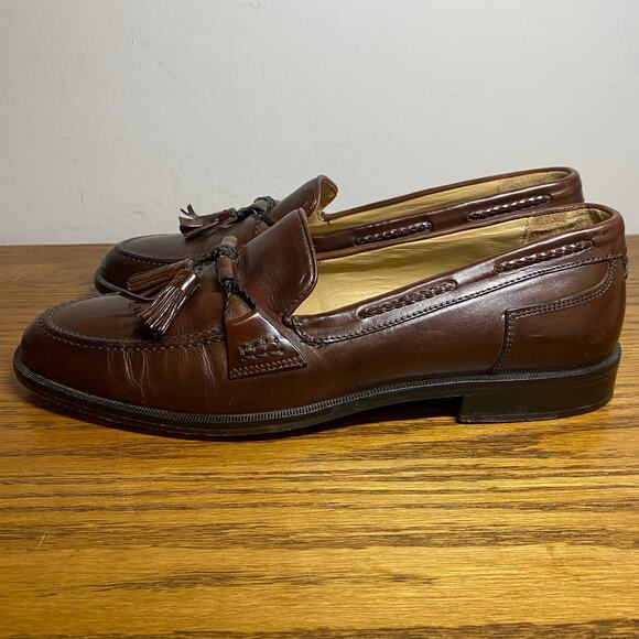 Johnston & Murphy Mens 9N Brown Leather Tassel Loafers Made in Italy Preppy main image 4